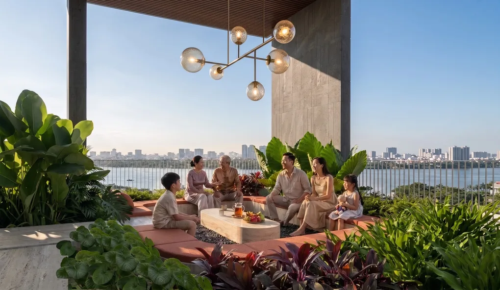 Không gian sân vườn mở cho gia đình tại dự án căn hộ Soma The First